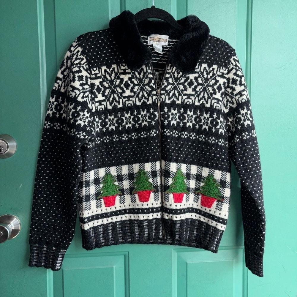 Cambridge Dry Goods Black and White Holiday Wool Sweater